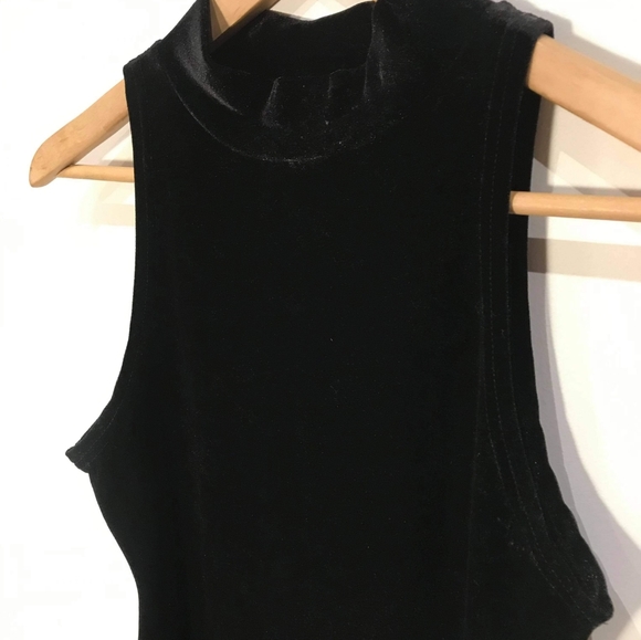 Sleeveless velvet dress with mockneck - Picture 6 of 7